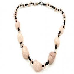 Vintage Pink Stone beads Knitted Necklace